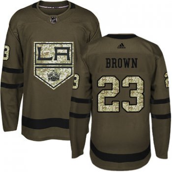 Adidas Los Angeles Kings #23 Dustin Brown Green Salute to Service Stitched Youth NHL Jersey