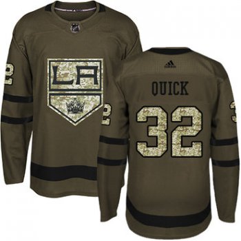 Adidas Los Angeles Kings #32 Jonathan Quick Green Salute to Service Stitched Youth NHL Jersey