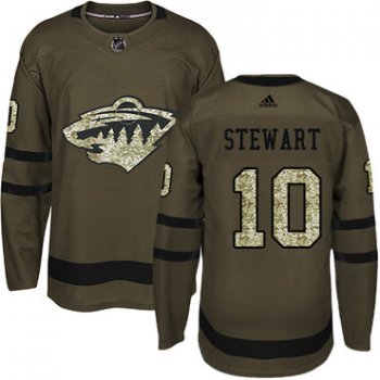 Adidas Minnesota Wild #10 Chris Stewart Green Salute to Service Stitched Youth NHL Jersey