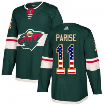 Adidas Minnesota Wild #11 Zach Parise Green Home Authentic USA Flag Stitched Youth NHL Jersey