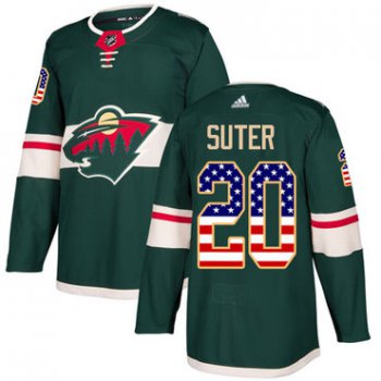 Adidas Minnesota Wild #20 Ryan Suter Green Home Authentic USA Flag Stitched Youth NHL Jersey