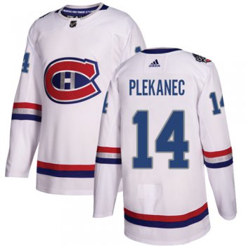 Adidas Montreal Canadiens #14 Tomas Plekanec White Authentic 2017 100 Classic Stitched Youth NHL Jersey