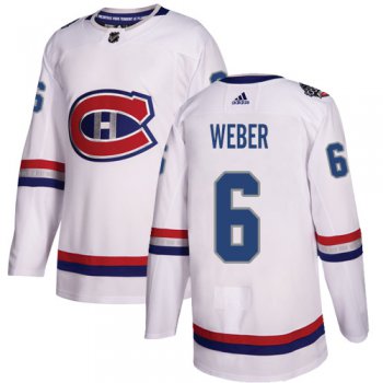 Adidas Montreal Canadiens #6 Shea Weber White Authentic 2017 100 Classic Stitched Youth NHL Jersey