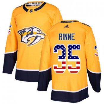 Adidas Nashville Predators #35 Pekka Rinne Yellow Home Authentic USA Flag Stitched Youth NHL Jersey