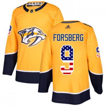 Adidas Nashville Predators #9 Filip Forsberg Yellow Home Authentic USA Flag Stitched Youth NHL Jersey