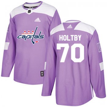 Adidas Washington Capitals #70 Braden Holtby Purple Authentic Fights Cancer Stitched Youth NHL Jersey