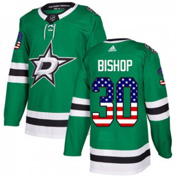 Adidas Dallas Stars #30 Ben Bishop Green Home Authentic USA Flag Youth Stitched NHL Jersey