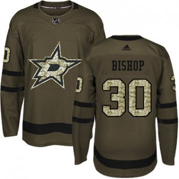 Adidas Dallas Stars #30 Ben Bishop Green Salute to Service Youth Stitched NHL Jersey