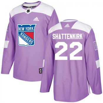 Adidas Detroit Rangers #22 Kevin Shattenkirk Purple Authentic Fights Cancer Stitched Youth NHL Jersey
