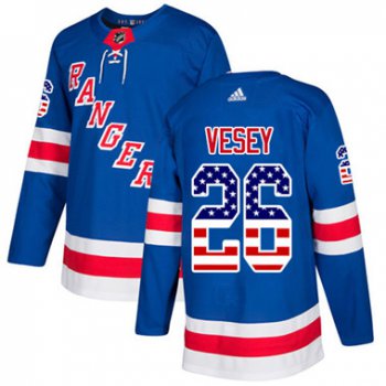 Adidas Detroit Rangers #26 Jimmy Vesey Royal Blue Home Authentic USA Flag Stitched Youth NHL Jersey