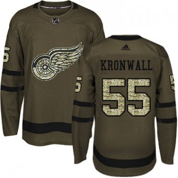 Adidas Detroit Red Wings #55 Niklas Kronwall Green Salute to Service Stitched Youth NHL Jersey