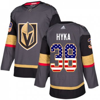 Adidas Vegas Golden Knights #38 Tomas Hyka Grey Home Authentic USA Flag Stitched Youth NHL Jersey