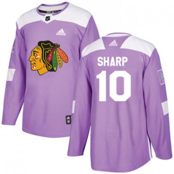 Adidas Blackhawks #10 Patrick Sharp Purple Authentic Fights Cancer Stitched Youth NHL Jersey