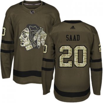 Adidas Blackhawks #20 Brandon Saad Green Salute to Service Stitched Youth NHL Jersey