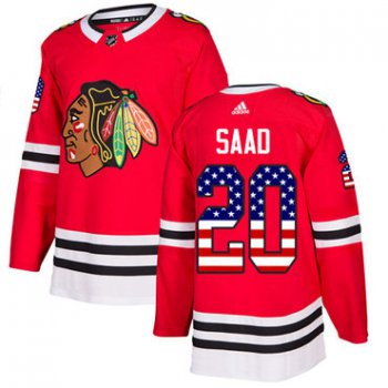 Adidas Blackhawks #20 Brandon Saad Red Home Authentic USA Flag Stitched Youth NHL Jersey