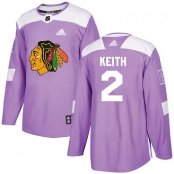 Adidas Blackhawks #2 Duncan Keith Purple Authentic Fights Cancer Stitched Youth NHL Jersey