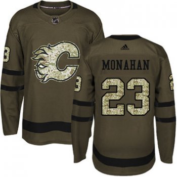Adidas Flames #23 Sean Monahan Green Salute to Service Stitched Youth NHL Jersey