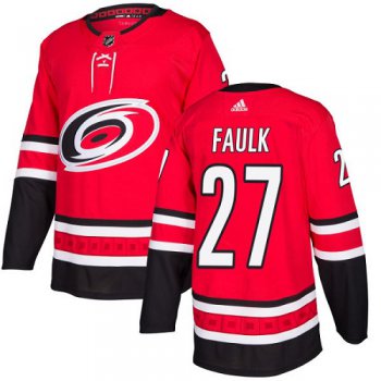 Adidas Hurricanes #27 Justin Faulk Red Home Authentic Stitched Youth NHL Jersey