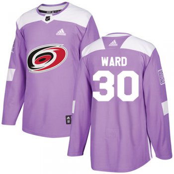 Adidas Hurricanes #30 Cam Ward Purple Authentic Fights Cancer Stitched Youth NHL Jersey