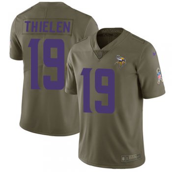 Youth Nike Minnesota Vikings #19 Adam Thielen Olive Stitched NFL Limited 2017 Salute to Service Jersey