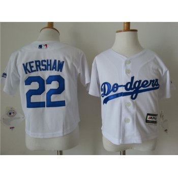 Toddler Los Angeles Dodgers #22 Clayton Kershaw Home White MLB Majestic Baseball Jersey