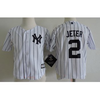 Toddler New York Yankees 2 Derek Jeter White Home Stitched MLB Majestic Cool Base Jersey