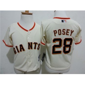 Toddler San Francisco Giants #28 Buster Posey Cream MLB Majestic Baseball Jersey