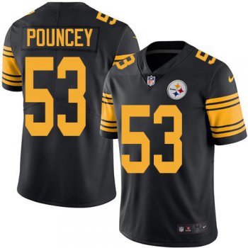 Youth Nike Steelers #53 Maurkice Pouncey Black Stitched NFL Limited Rush Jersey