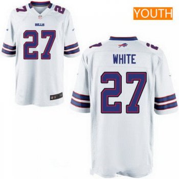 Youth 2017 NFL Draft Buffalo Bills #27 Tre'Davious White White Road Stitched NFL Nike Game Jersey