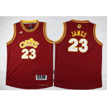 Youth Cleveland Cavaliers #23 LeBron James Red Throwback 2016 The NBA Finals Patch Jersey
