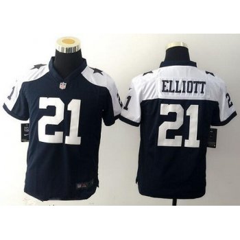 Youth Dallas Cowboys #21 Ezekiel Elliott Navy Blue Thanksgiving Alternate NFL Nike Game Jersey
