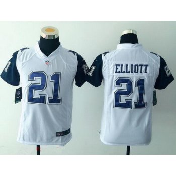 Youth Dallas Cowboys #21 Ezekiel Elliott Nike White Color Rush 2015 NFL Game Jersey