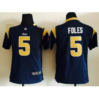 Youth Nike St. Louis Rams #5 Nick Foles Navy Blue Team Color NFL Nike Game Jersey