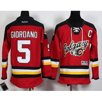 Youth Calgary Flames #5 Mark Giordano Red Premier Alternate Hockey Jersey