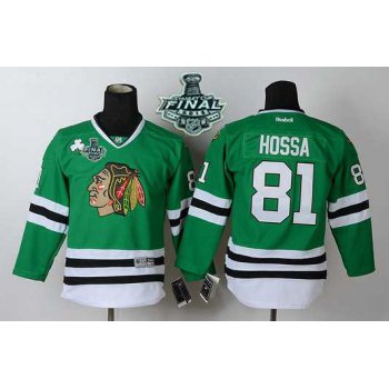 Youth Chicago Blackhawks #81 Marian Hossa 2015 Stanley Cup Green Jersey
