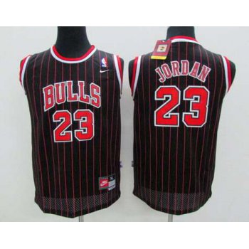 Youth Chicago Bulls #23 Michael Jordan Black PinstripeJersey