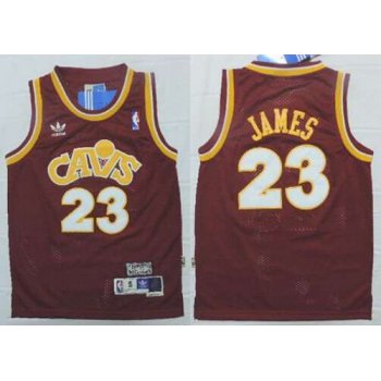 Youth Cleveland Cavaliers #23 LeBron James CavFanatic Red Hardwood Classics Soul Swingman Throwback Jersey