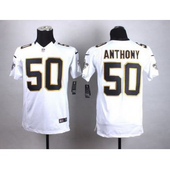 Youth New Orleans Saints #50 Stephone Anthony White Black Game Jersey