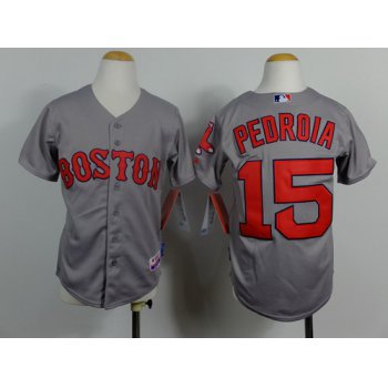 Boston Red Sox #15 Dustin Pedroia 2014 Gray Kids Jersey