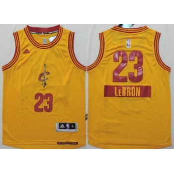 Cleveland Cavaliers #23 LeBron James 2014 Christmas Day Yellow Kids Jersey