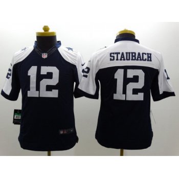 Nike Dallas Cowboys #12 Roger Staubach Blue Thanksgiving Limited Kids Jersey