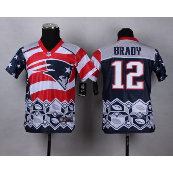 Nike New England Patriots #12 Tom Brady 2015 Noble Fashion Kids Jersey