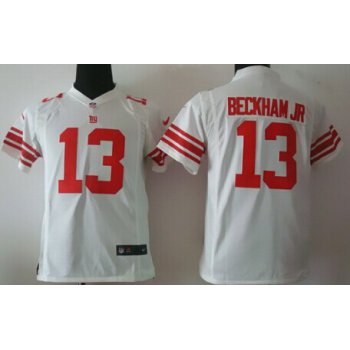 Nike New York Giants #13 Odell Beckham Jr White Game Kids Jersey