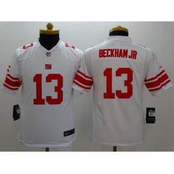 Nike New York Giants #13 Odell Beckham Jr White Limited Kids Jersey