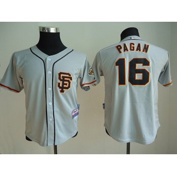 San Francisco Giants #16 Angel Pagan Gray SF Kids Jersey