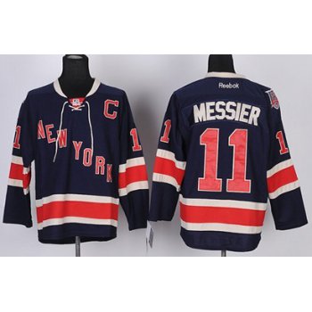 New York Rangers #11 Mark Messier Navy Blue Third 85TH Kids Jersey