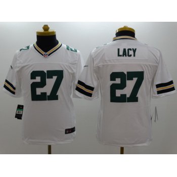 Nike Green Bay Packers #27 Eddie Lacy White Limited Kids Jersey