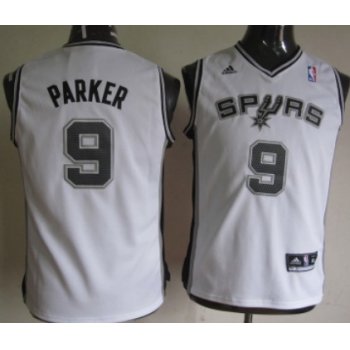 San Antonio Spurs #9 Tony Parker White Kids Jersey