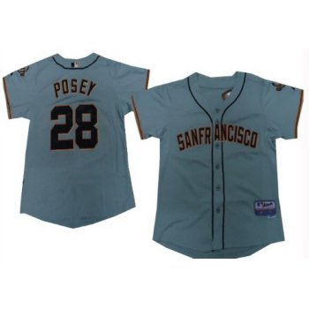 San Francisco Giants #28 Buster Posey Gray Kids Jersey