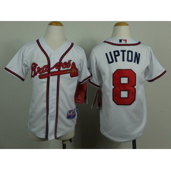 Atlanta Braves #8 Justin Upton White Kids Jersey